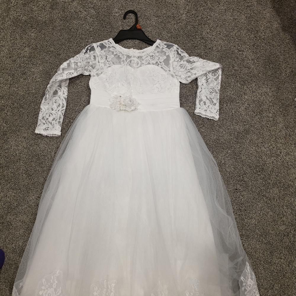 Elegant White Lace Kids Dress
